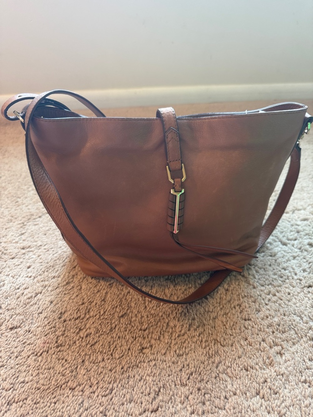 Stella & Dot Brown Leather Shoulder Tote